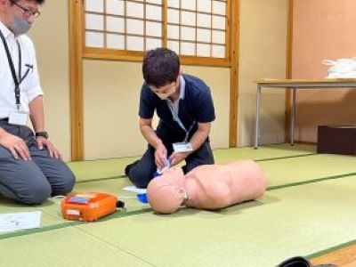 救急講習と、地震防災訓練を行いました